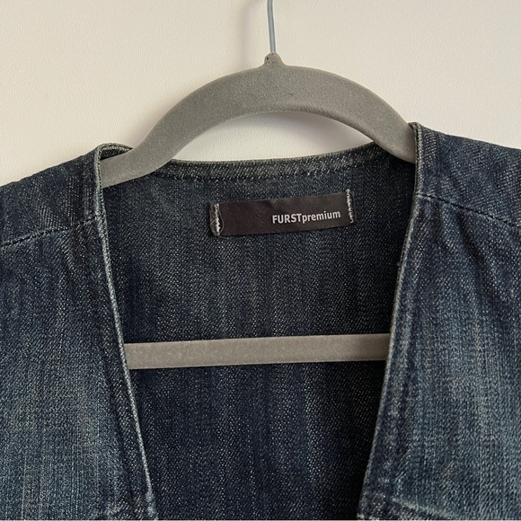 Vintage Y2K Furst Premium Denim Vest Button Front-Size 4 Utility Cargo Style - Picture 6 of 14